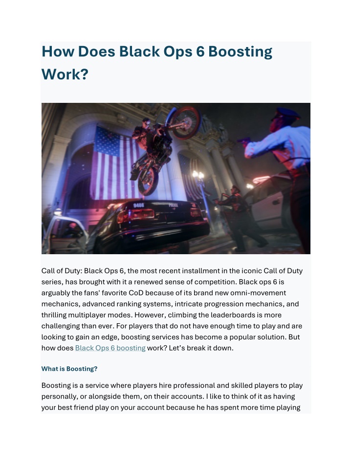 how does black ops 6 boosting work