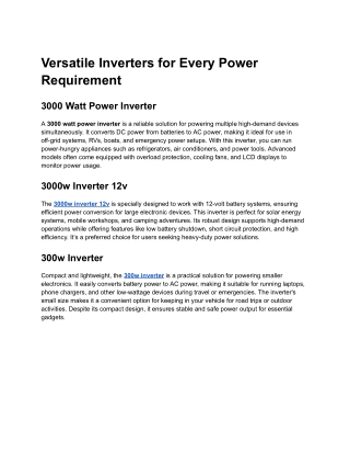 Versatile Inverters for Every Power Requirement