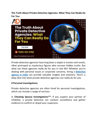 The Truth About Private Detective Agencies What They Can Really Do For You