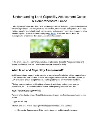 understanding land capability assessment costs