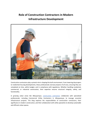 Role of Construction Contractors in Modern Infrastructure Development