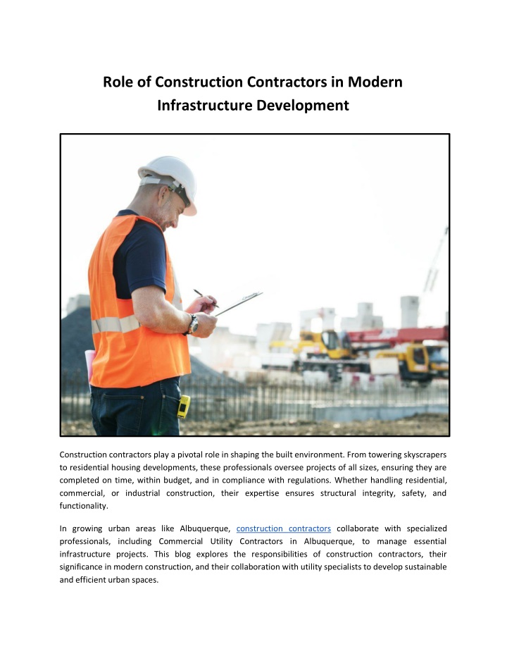 role of construction contractors in modern