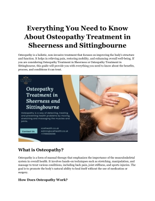 Everything You Need to Know About Osteopathy Treatment in Sheerness and Sittingbourne