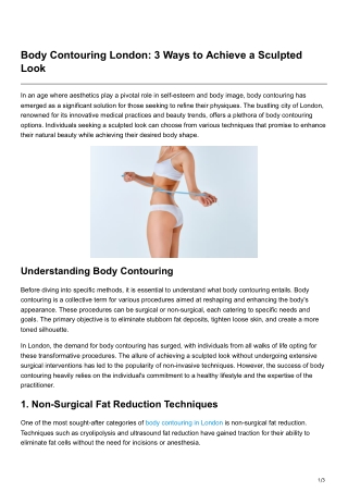 Body Contouring London 3 Ways to Achieve a Sculpted Look