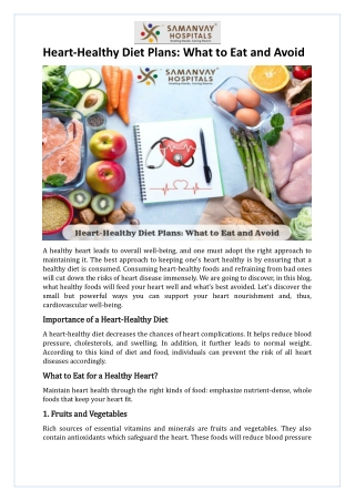 Heart-Healthy Diet Plans What to Eat and Avoid