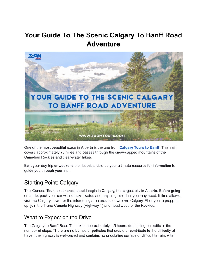 your guide to the scenic calgary to banff road