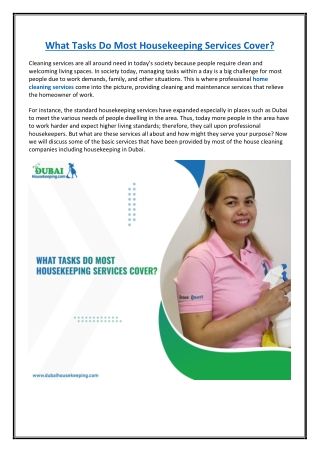 What Tasks Do Most Housekeeping Services Cover?