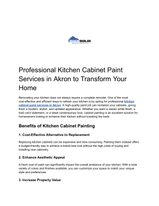 Transform Your Kitchen with Professional Cabinet Paint Service in Akron