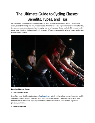 The Ultimate Guide to Cycling Classes: Benefits, Types, and Tips