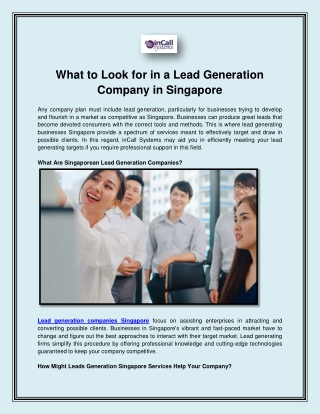 what to look for in a lead generation company