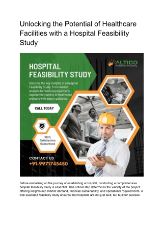 Unlocking the Potential of Healthcare Facilities with a Hospital Feasibility Study