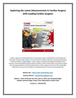 Exploring the Latest Advancements in Cardiac Surgery with Leading Cardiac Surgeon