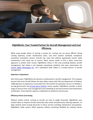 FlightWorks Your Trusted Partner for Aircraft Management and Cost Efficiency