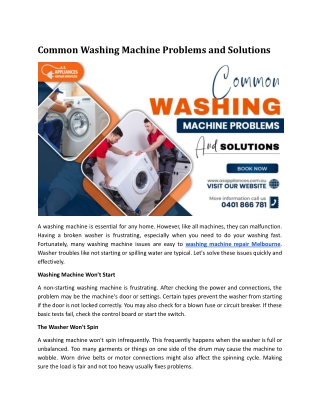 Common Washing Machine Problems and Solutions