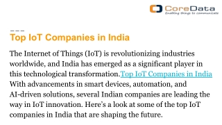 Leading IoT-Based Companies in India Transforming the Future