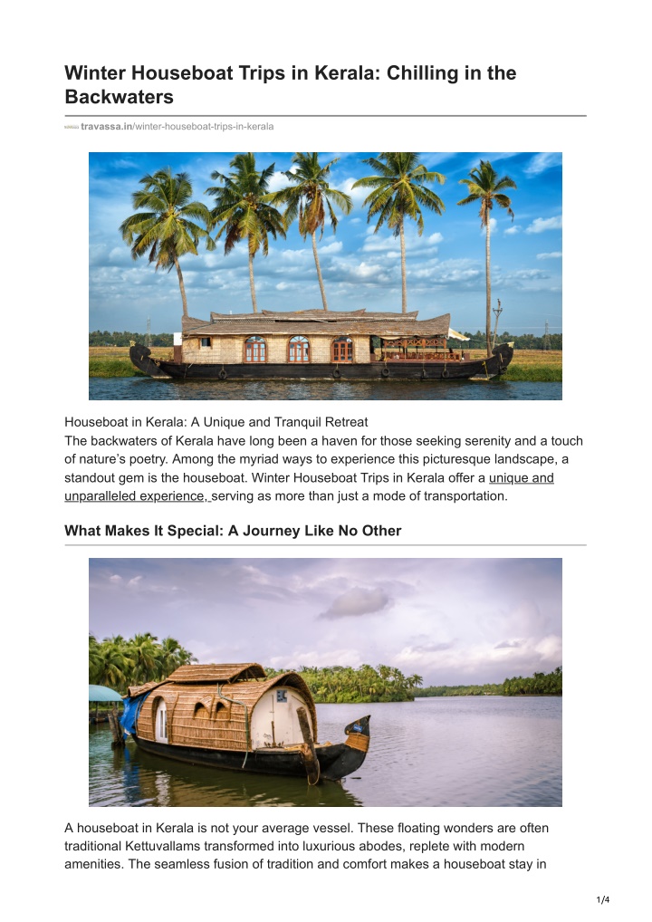 winter houseboat trips in kerala chilling