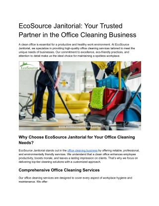 Your Trusted Partner in the Office Cleaning Business