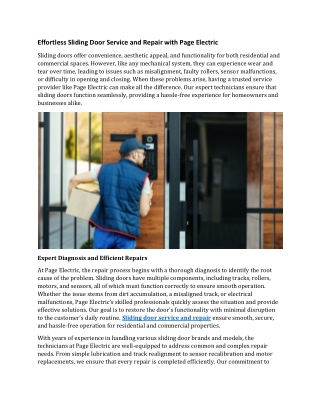 Effortless Sliding Door Service and Repair with Page Electric