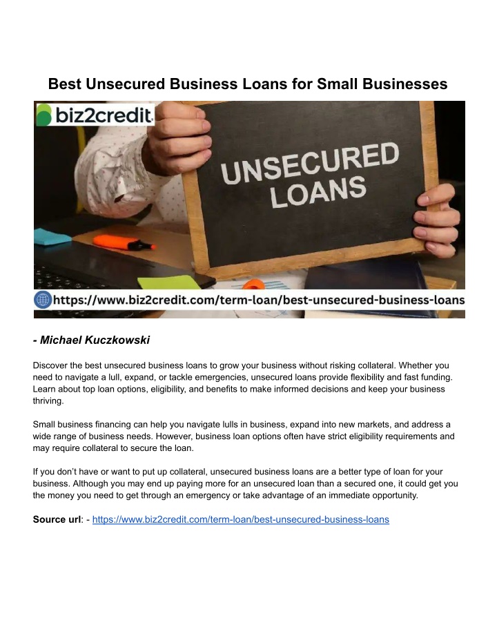 best unsecured business loans for small businesses