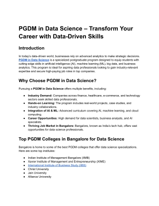 PGDM in Data Science – Transform Your Career with Data-Driven Skills