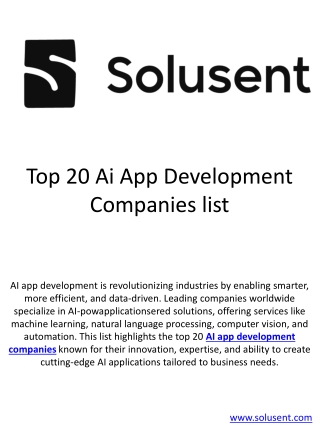 Top AI App Development Companies in London - 2025