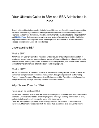 SCMS Pune- Your Ultimate Guide to INBBA and BBA Admissions in Pune