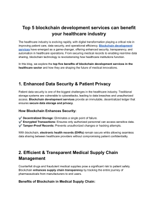 top 5 blockchain development services can benefit