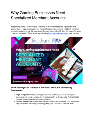 Why Gaming Businesses Need Specialized Merchant Accounts