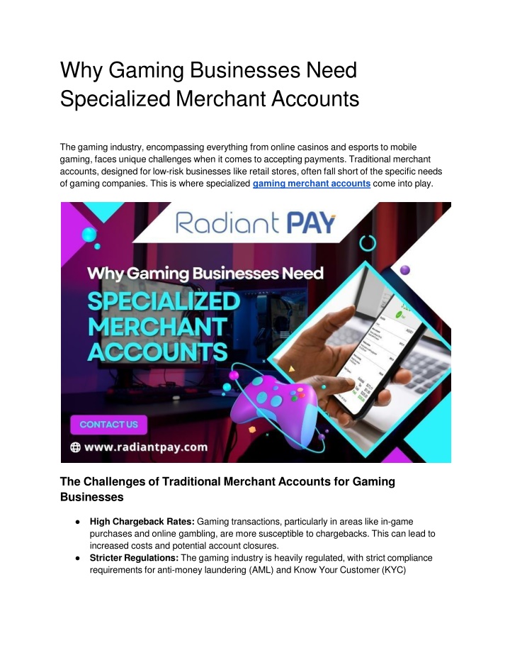 why gaming businesses need specialized merchant accounts