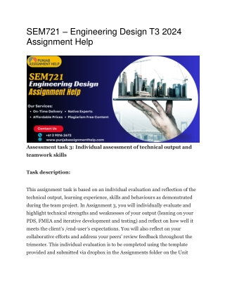 sem721 engineering design t3 2024 assignment help