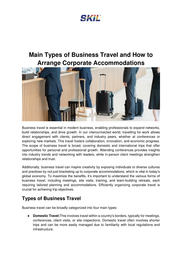 main types of business travel and how to arrange