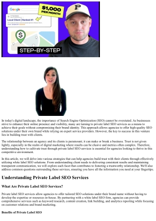 Building Trust with Clients through Private Label SEO Services