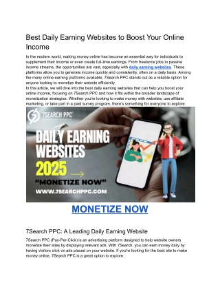 Best Daily Earning Websites to Boost Your Online Income