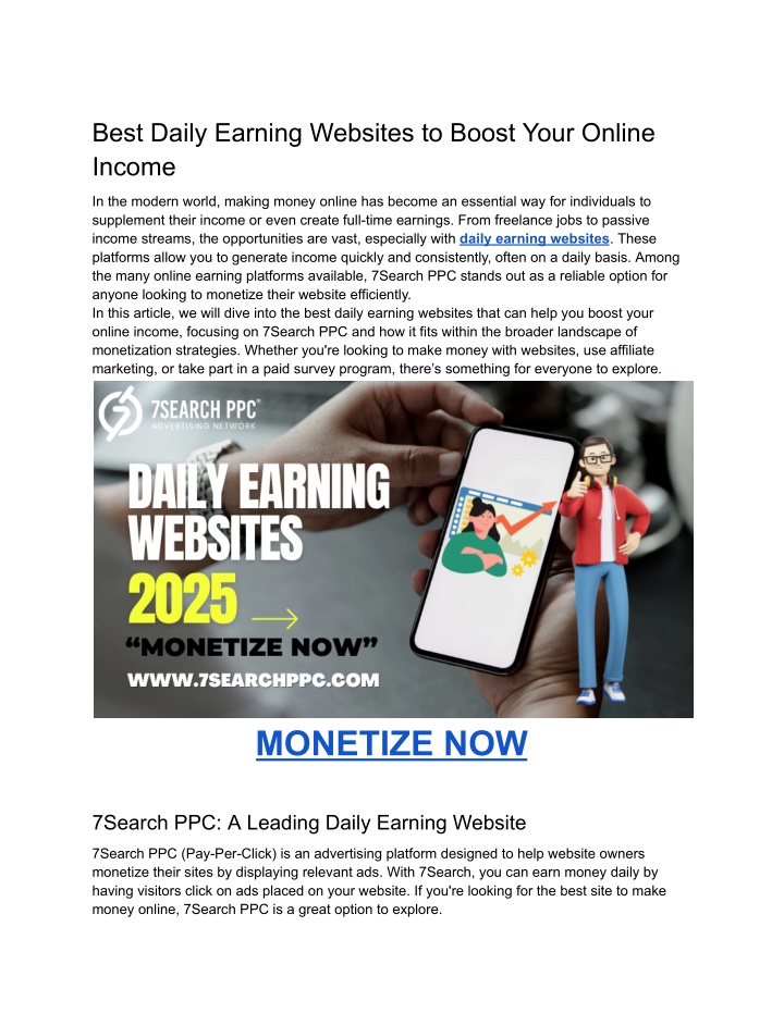 best daily earning websites to boost your online