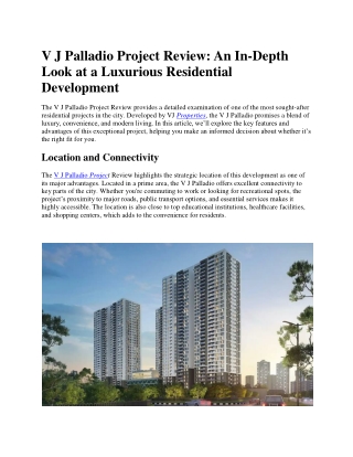 V J Palladio Balewadi Central: Discover Luxury & Comfort in Every Corner