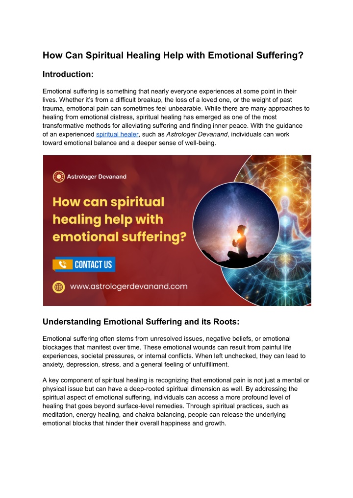 how can spiritual healing help with emotional