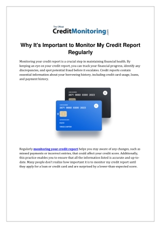 Why It's Important to Monitor My Credit Report Regularly