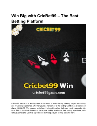Win Big with CricBet99 – The Best Betting Platform