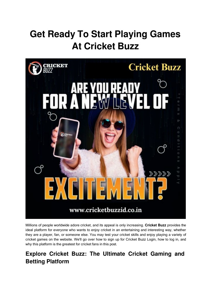 get ready to start playing games at cricket buzz