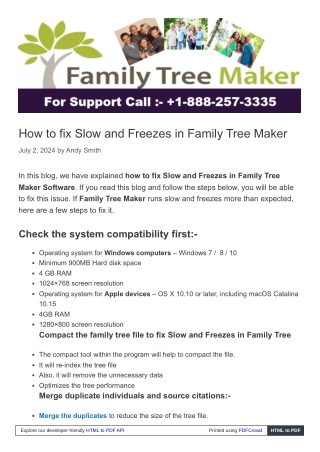 How to fix Slow and Freezes in Family Tree Maker