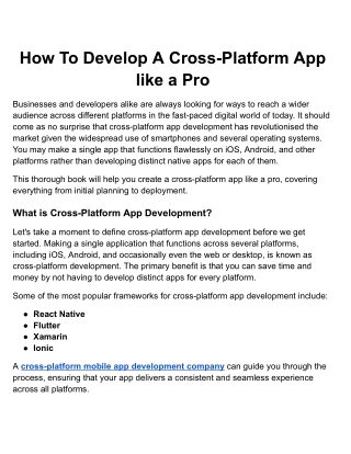 how to develop a cross platform app like a pro