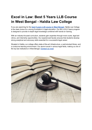 Excel in Law_ Best 5 Years LLB Course in West Bengal - Haldia Law College