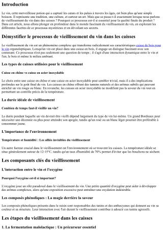 “Démystifier le processus de vieillissement du vin dans les caisses”