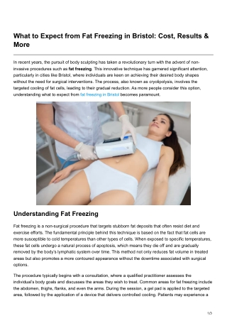 what to expect from fat freezing in bristol cost
