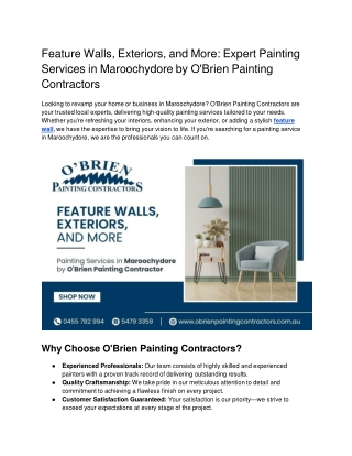 Feature Walls, Exteriors, and More_ Painting Services in Maroochydore by O'Brien Painting Contractors