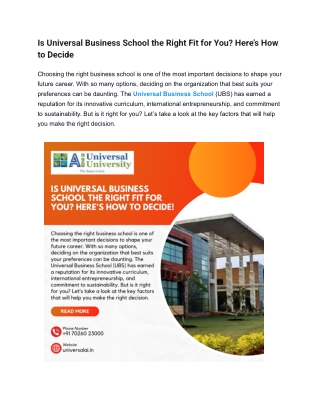 Is Universal Business School the Right Fit for You - Here’s How to Decide