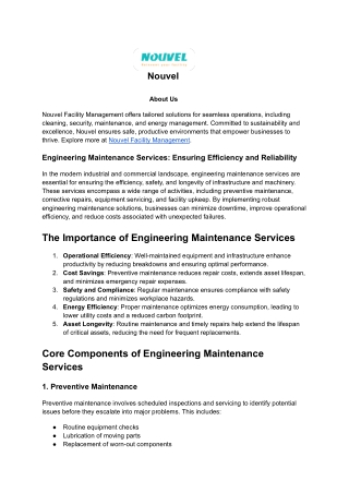 Engineering maintenance services