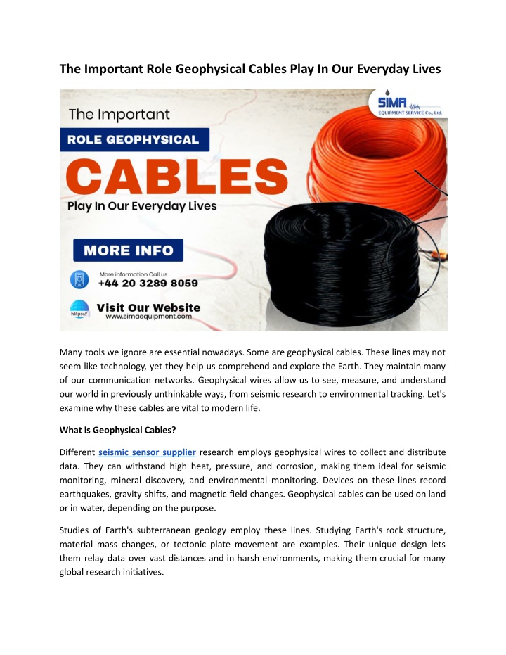 the important role geophysical cables play