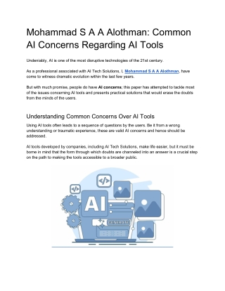 mohammad s a a alothman common ai concerns