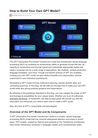 How to Build Your Own GPT Model